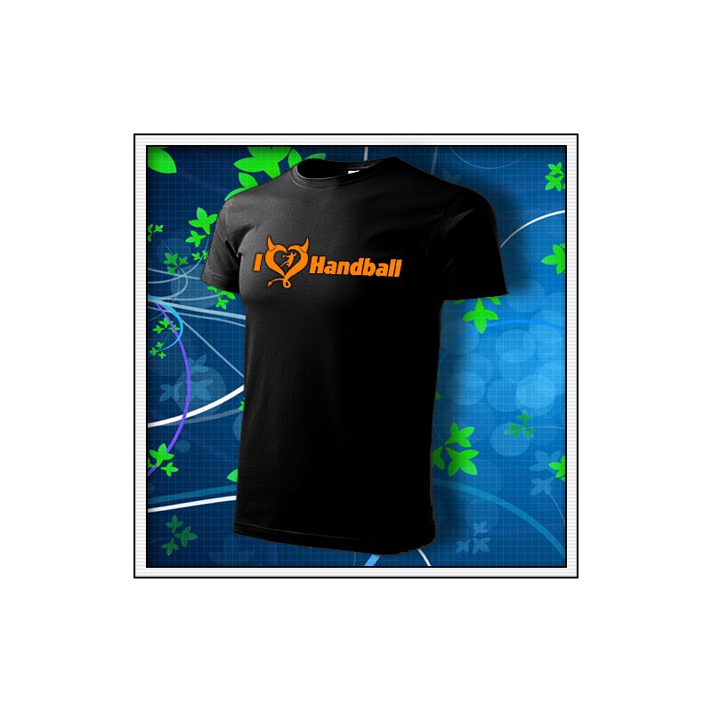 I Love Handball - unisex tričko s oranžovou neónovou potlačou
