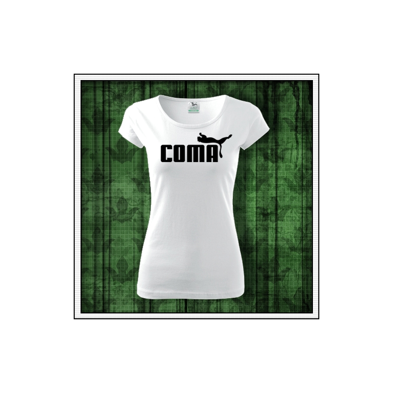 dámske vtipné tričko Coma, vtipné tričko s potlačou Coma, dámske vtipné tričká coma, vtipné vianočné darčeky