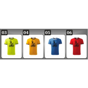 4 farebné prevedenia unisex retro dvojfarebných tričiek s podobizňou Old Shattehand