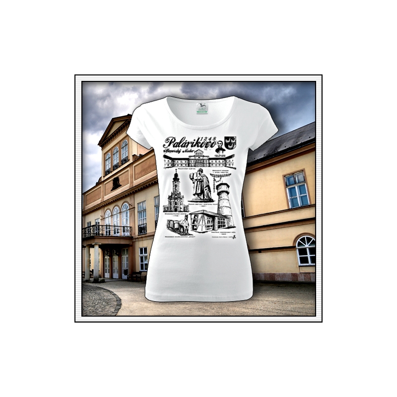 Dámske biele tričko Palárikovo darček pre palárikovčanov kaštieľ palárikovo