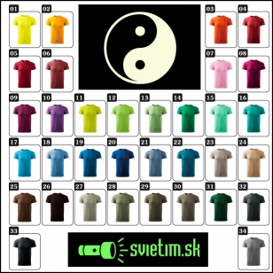 Pánske farebné tričko JIN A JANG so svietiacou potlačou YIN YANG na tričku s FENG SHUI