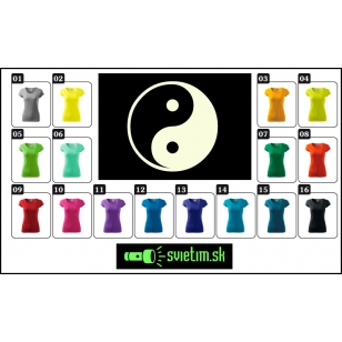 Dámske farebné tričko JIN A JANG so svietiacou potlačou YIN YANG na tričku s FENG SHUI