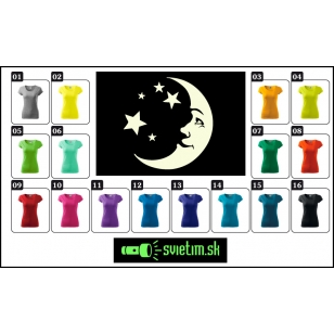 Dámske farebné tričko MESIAC so svietiacou potlačou MESIACA na tričku s MESIACOM