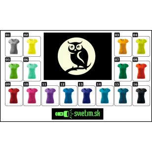 Dámske farebné tričko SOVA so svietiacou potlačou SOVY na tričku so SOVOU