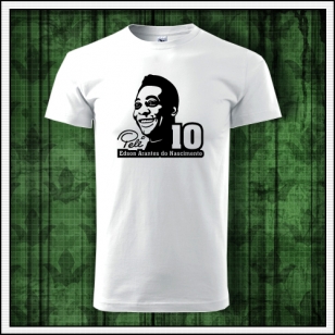 Pánske biele retro tričko Pelé brazílsky futbalista legenda na tričku