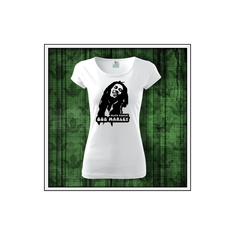 biele dámske retro tričko Bob Marley darček rastaman reggae jamajca