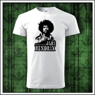 biele retro tričko jimi Hendrix americký gitarista Johnny Allen Hendrix