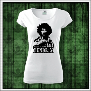 dámske biele retro tričko Jimi Hendrix retro darček pre ženu gitarista Johnny Allen