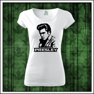 damske biele retro tričko Elvis Aaron Presley darček pre ženu s Elvisom
