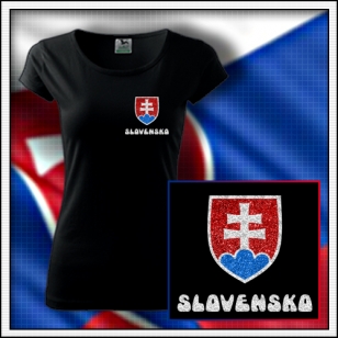 dámske tričko slovensko luxusny darček slovakia suvenír zo slovenska SVK glitter trblietavé