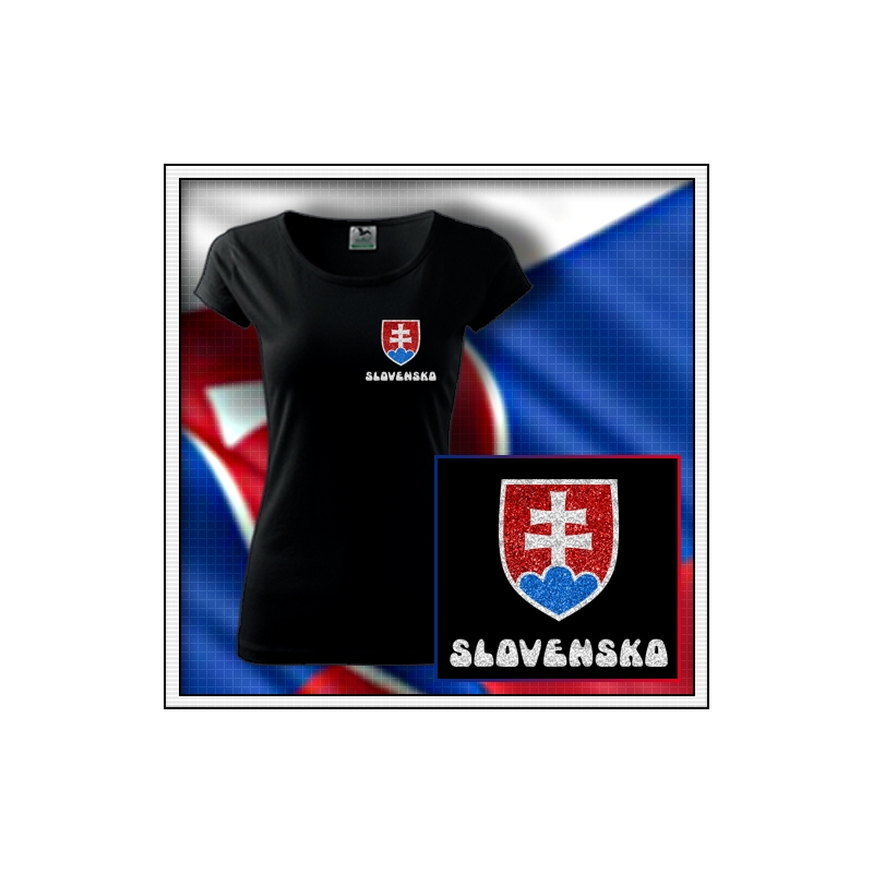 dámske tričko slovensko luxusny darček slovakia suvenír zo slovenska SVK glitter trblietavé