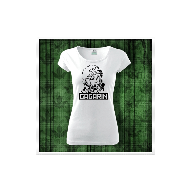 Originálne dámske retro tričko Gagarin  vhodné ako retro darček pre ženu