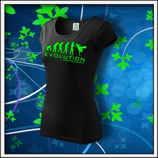 Evolution Breakdance - dámske tričko so zelenou neónovou potlačou