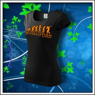 Evolution Hip-Hop - dámske tričko s oranžovou neónovou potlačou