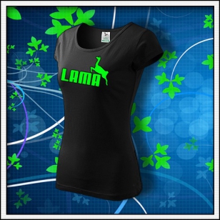 Lama - dámske tričko so zelenou neónovou potlačou