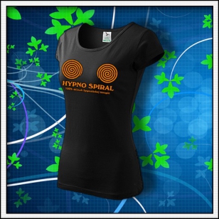 Hypno Spiral - dámske tričko s oranžovou neónovou potlačou