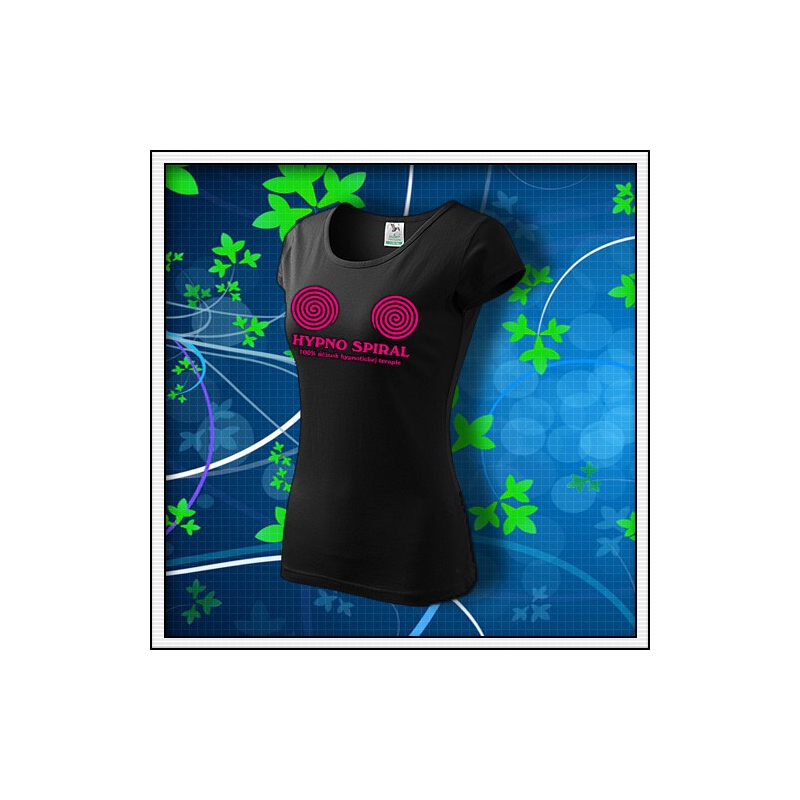 Hypno Spiral - dámske tričko s ružovou neónovou potlačou