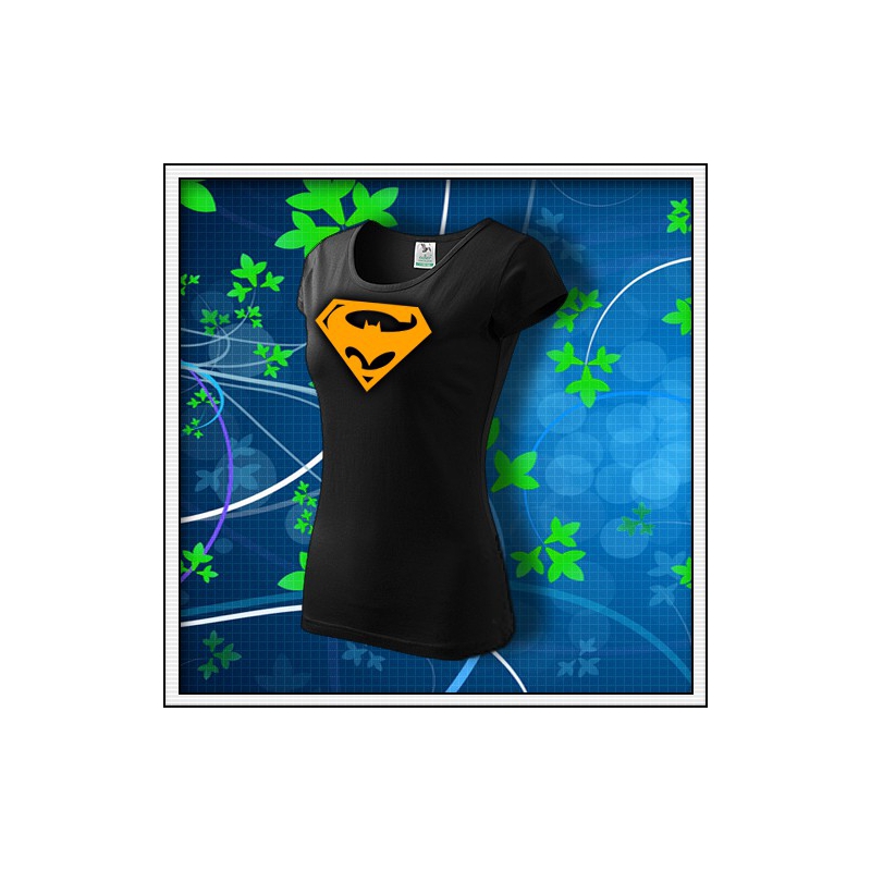 Super Batman - dámske tričko s oranžovou neónovou potlačou