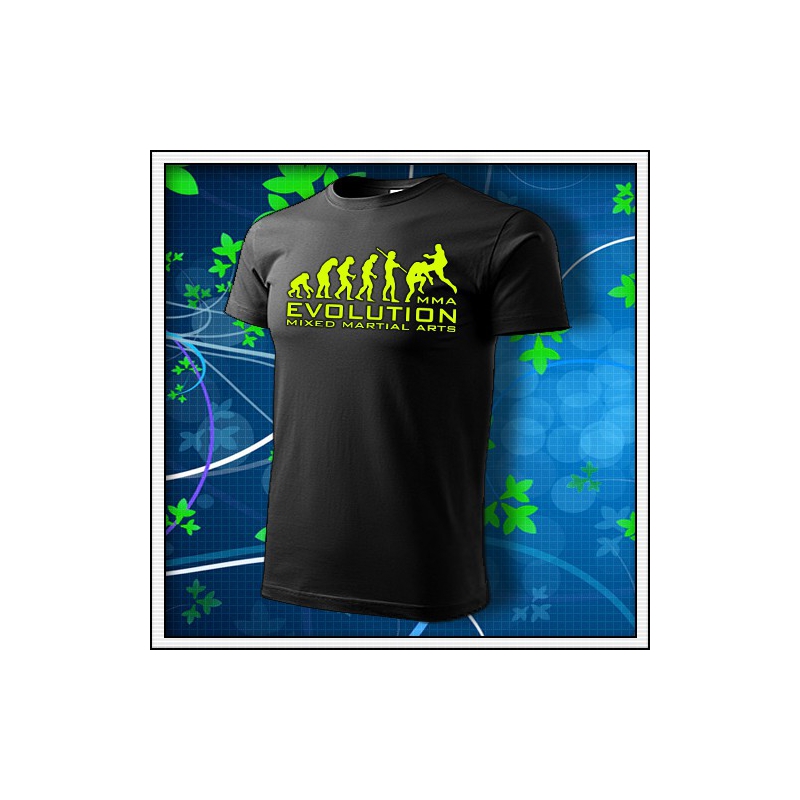 Evolution MMA - unisex tričko so žltou neónovou potlačou