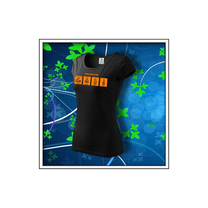 GENIUS - dámske tričko s oranžovou neónovou potlačou