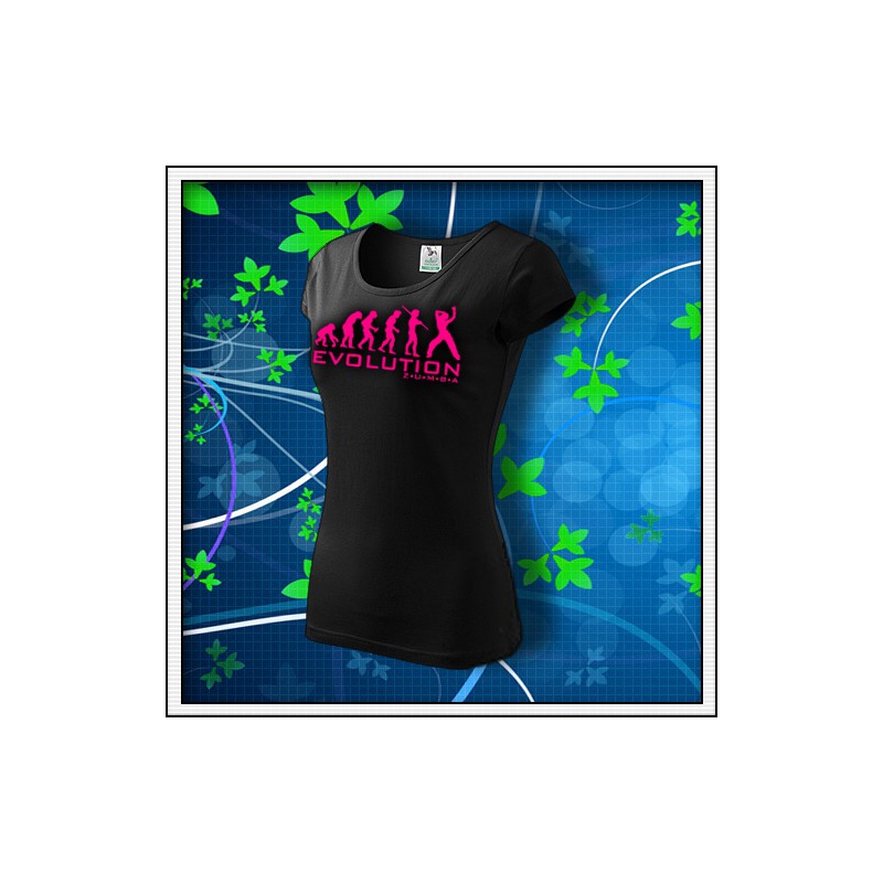 Evolution Zumba - dámske tričko s ružovou neónovou potlačou