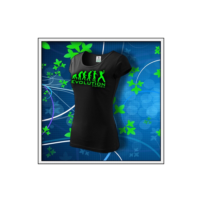 Evolution Zumba - dámske tričko so zelenou neónovou potlačou