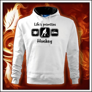 Life´s priorities - Hockey - biela mikina