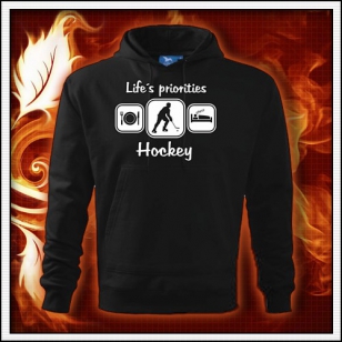 Life´s priorities - Hockey - čierna mikina