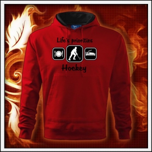 Life´s priorities - Hockey - červená mikina