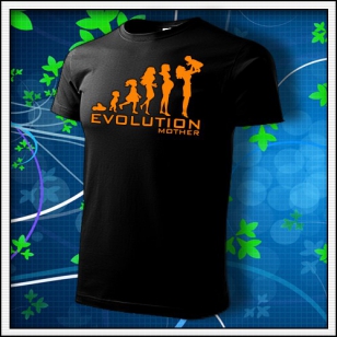 Evolution Mother - unisex tričko s oranžovou neónovou potlačou