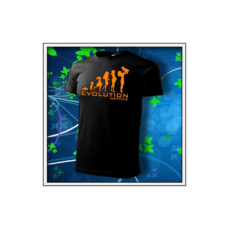 Evolution Mother - unisex tričko s oranžovou neónovou potlačou